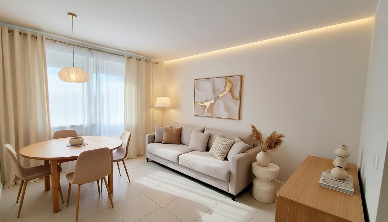 Cream Living room After