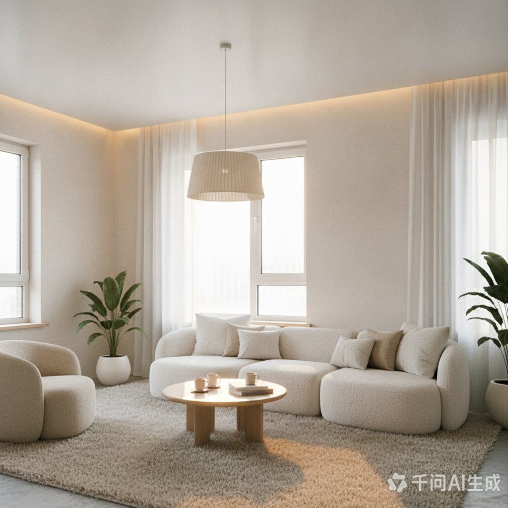 Cream Living room After