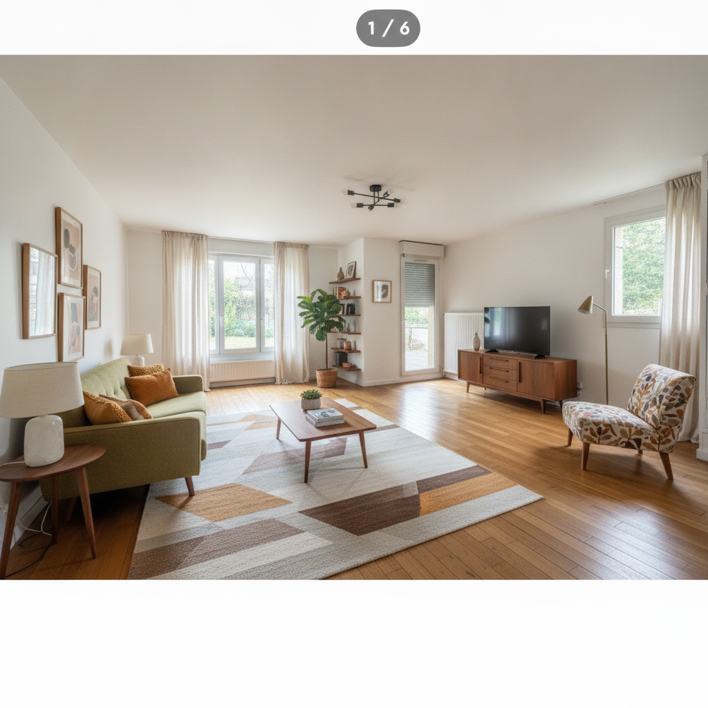 Mid-century Living room After