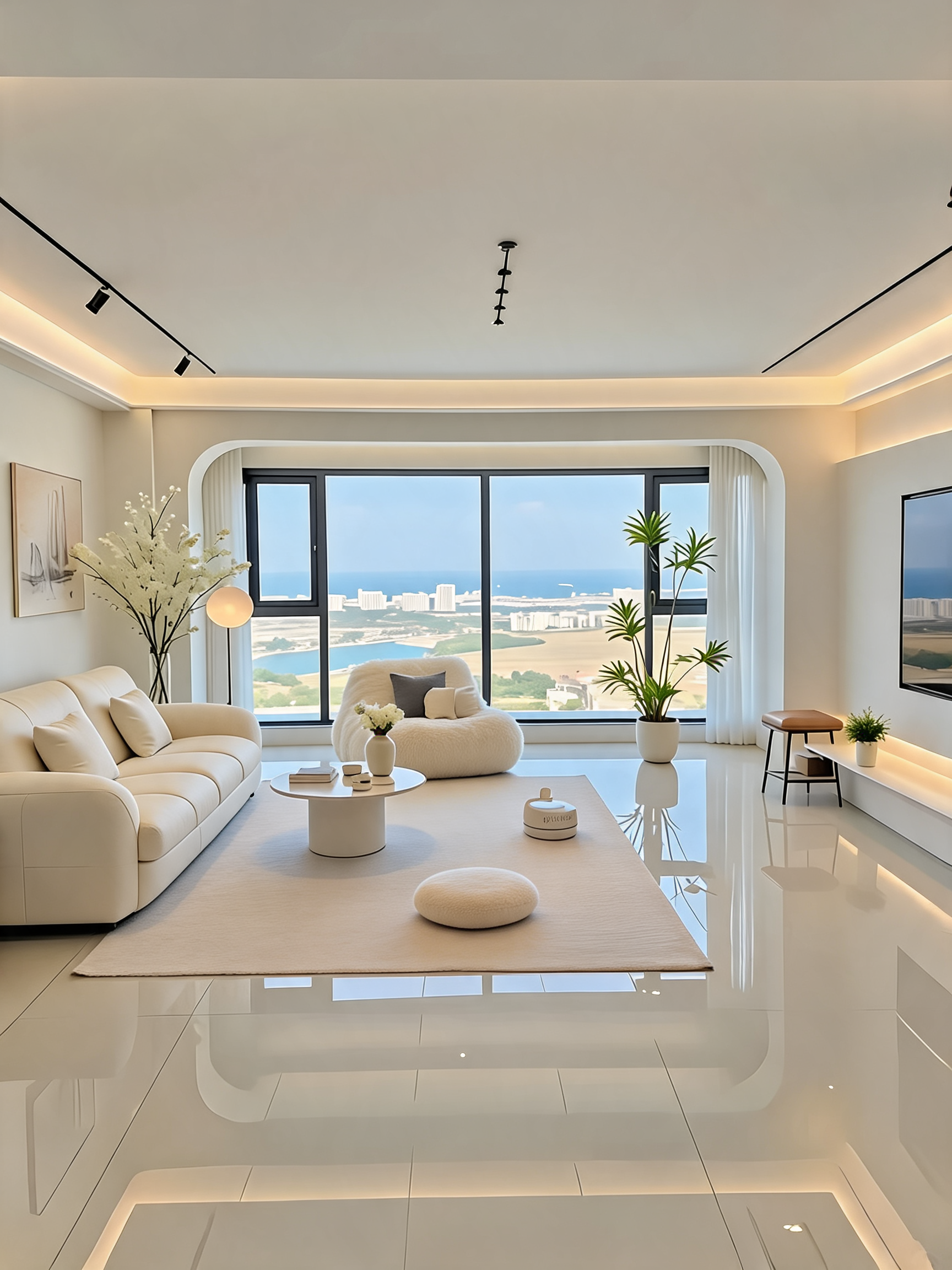 Cream Living room After